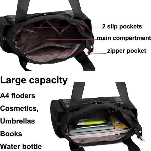 Women Tote Shoulder Handbag Water resistant Nylon Hobo Purse Multi Pocket Top Ha - Picture 5 of 6